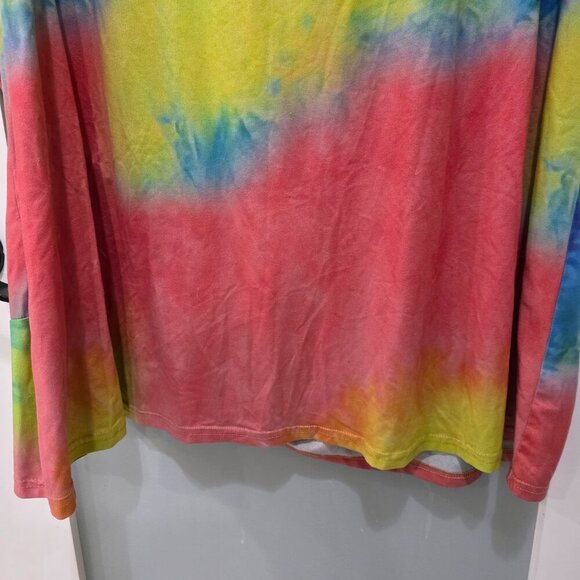 Tie-Dye T-Shirt Knit Top Rainbow Colorful Knot Front Plus Size 3X - Picture 10 of 10